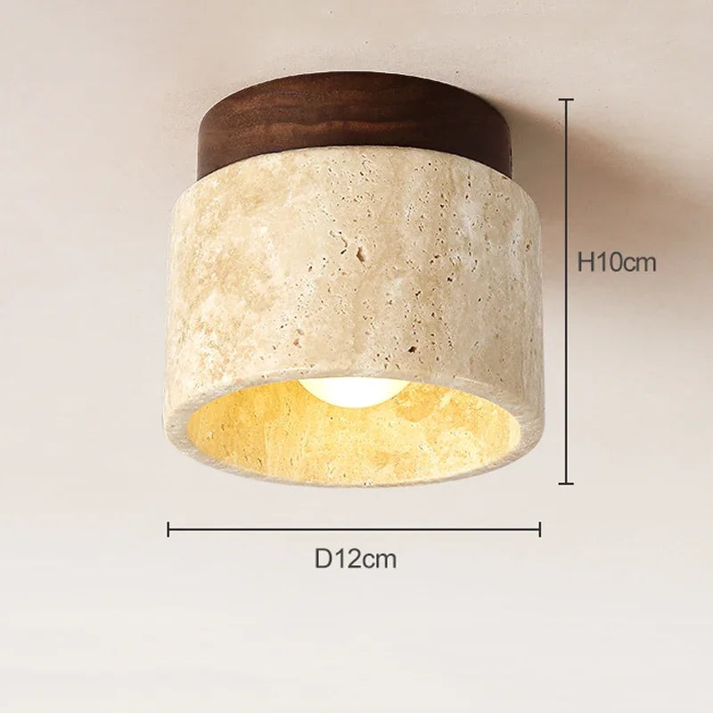 Luminaire de Plafond Wabi Sabi en Marbre Jaune – Élégance et Lumière Intemporelle pour Tout Espace