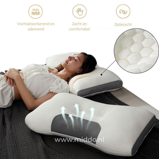 Oreiller Ergonomique DreamGuard Pro™ pour Dormeurs sur le Dos et le Côté + Taies en Velours Offertes ! 🔥