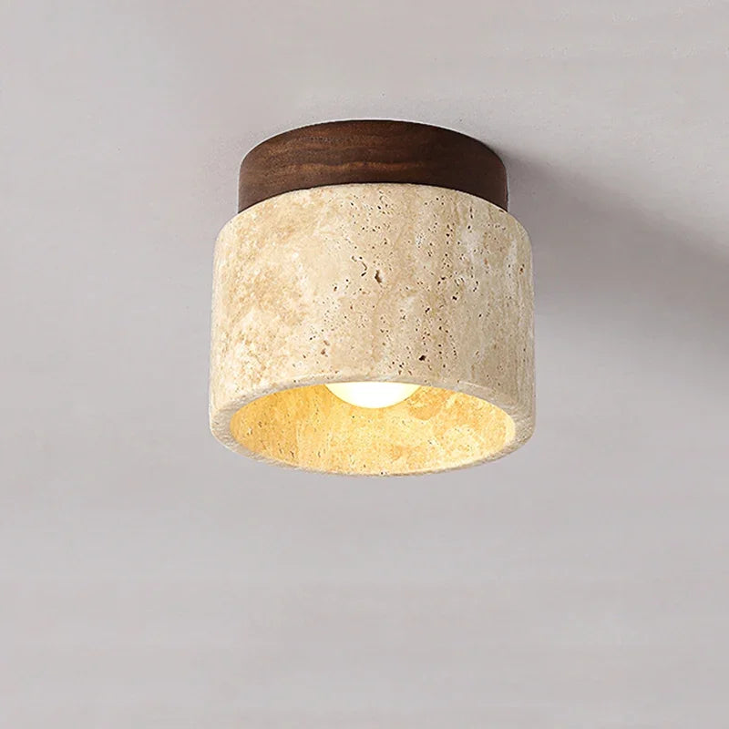 Luminaire de Plafond Wabi Sabi en Marbre Jaune – Élégance et Lumière Intemporelle pour Tout Espace