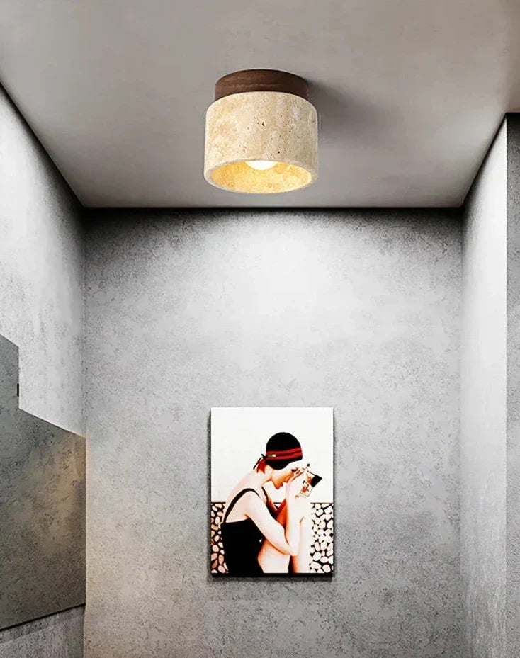 Luminaire de Plafond Wabi Sabi en Marbre Jaune – Élégance et Lumière Intemporelle pour Tout Espace